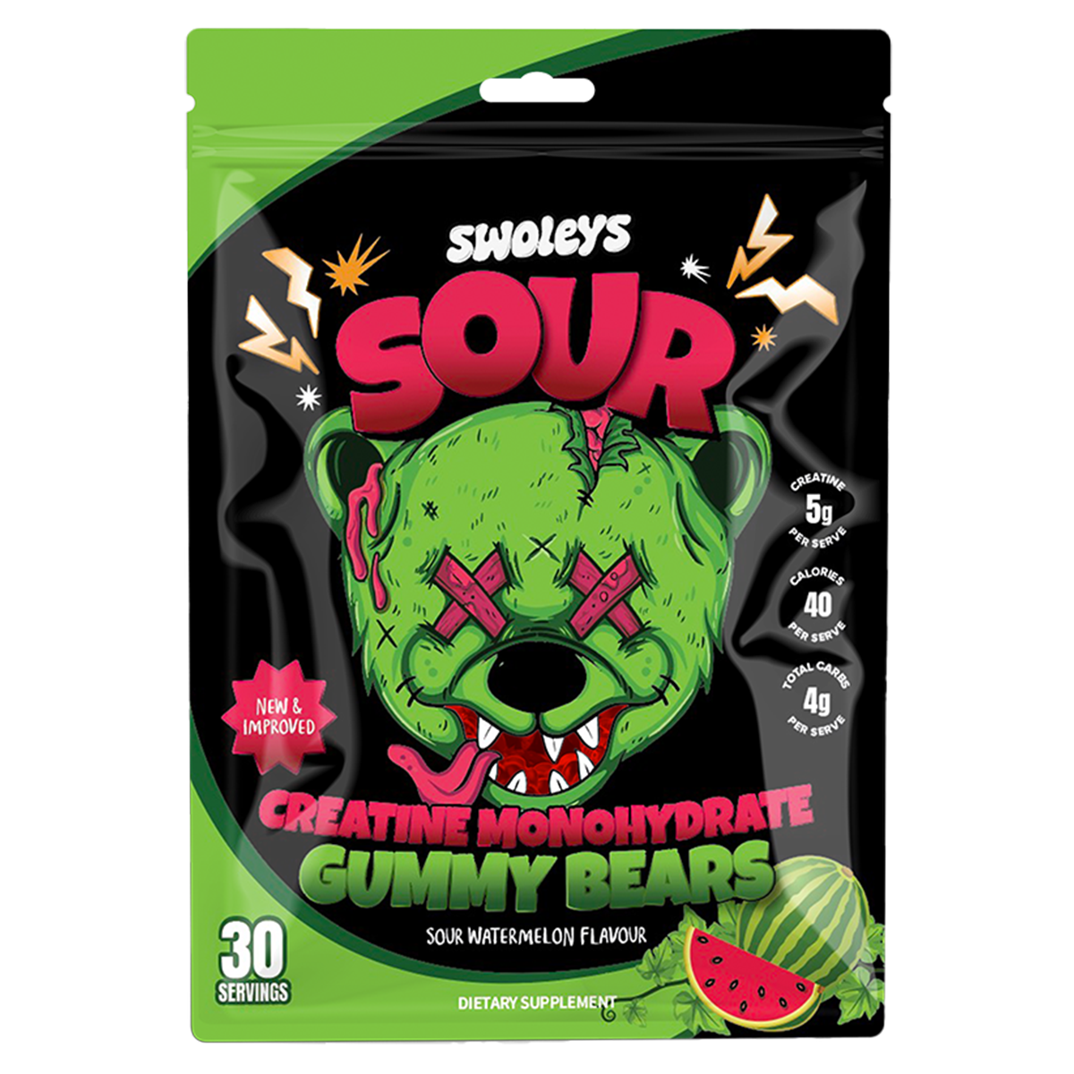 Sour Creatine Gummy Bears by Swoleys